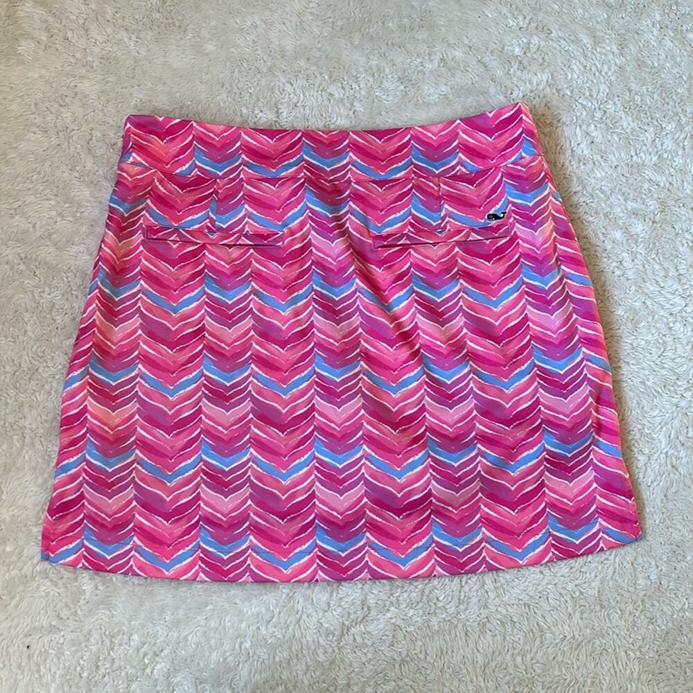 Vineyard Vines pink and blue chevron athletic tennis skort skirt, size 6